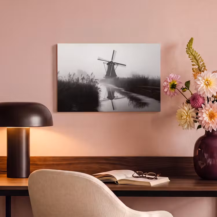 Canvas schilderij - Molen - Weerspiegeling - Landschap - Water — 6