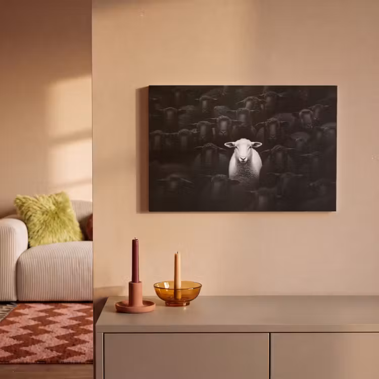 Canvas schilderij - Schapen - Wit - Duisternis — 2