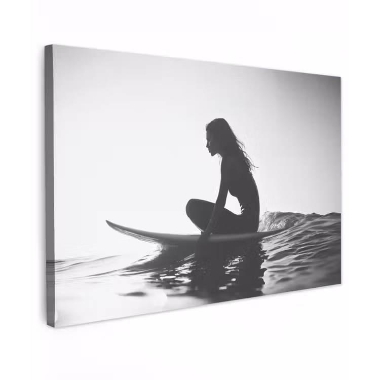 Canvas schilderij - Silhouet - Vrouw - Surfplank - Water — 1