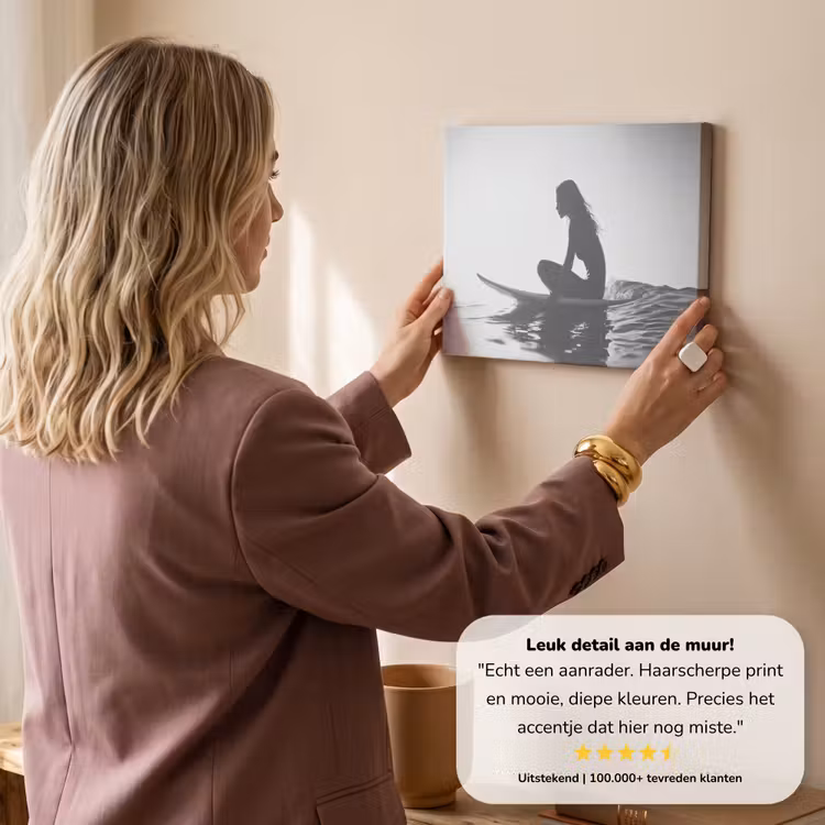 Canvas schilderij - Silhouet - Vrouw - Surfplank - Water — 3