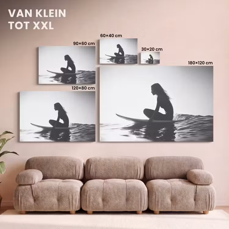 Canvas schilderij - Silhouet - Vrouw - Surfplank - Water — 8