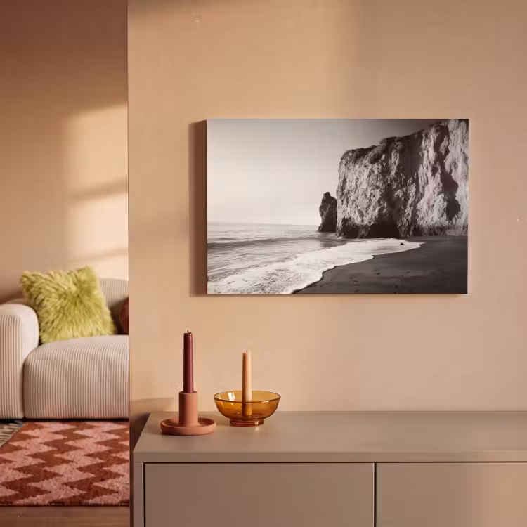 Canvas schilderij - Strand - Klif - Golven - Voetstappen — 2