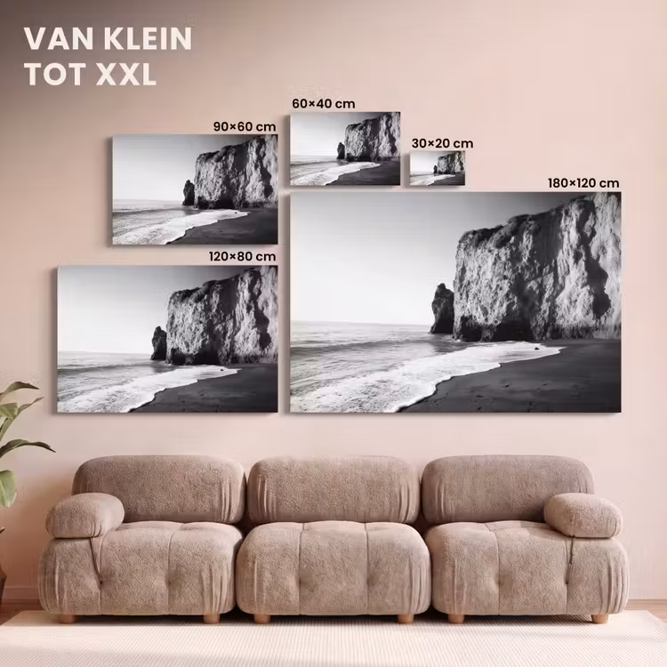 Canvas schilderij - Strand - Klif - Golven - Voetstappen — 8