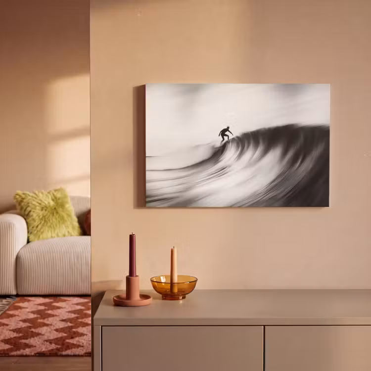 Canvas schilderij - Surfer - Golf - Vervaagd - Zwart — 2