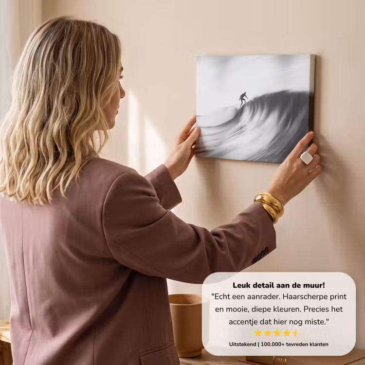 Canvas schilderij - Surfer - Golf - Vervaagd - Zwart — 3