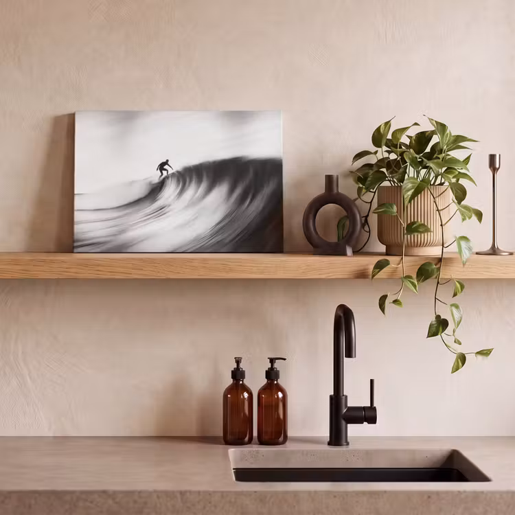 Canvas schilderij - Surfer - Golf - Vervaagd - Zwart — 4