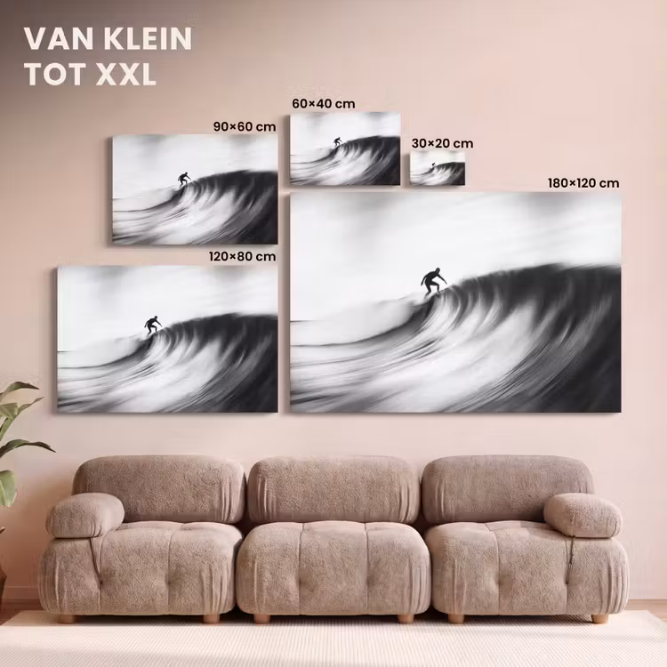 Canvas schilderij - Surfer - Golf - Vervaagd - Zwart — 8
