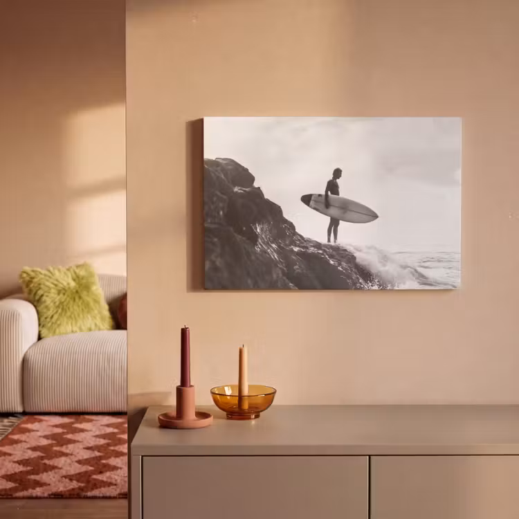 Canvas schilderij - Surfer - Rots - Oceaan - Golven — 2