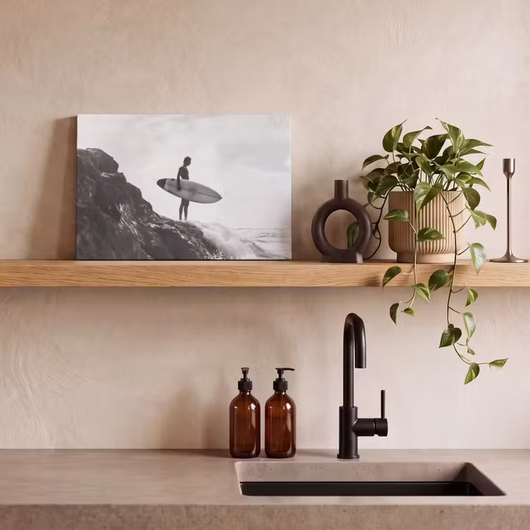 Canvas schilderij - Surfer - Rots - Oceaan - Golven — 4