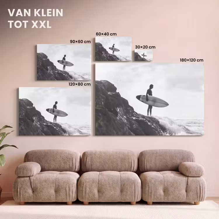 Canvas schilderij - Surfer - Rots - Oceaan - Golven — 8