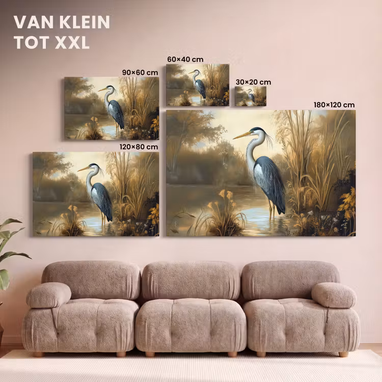 Canvas schilderij - Reiger - Water - Planten — 7
