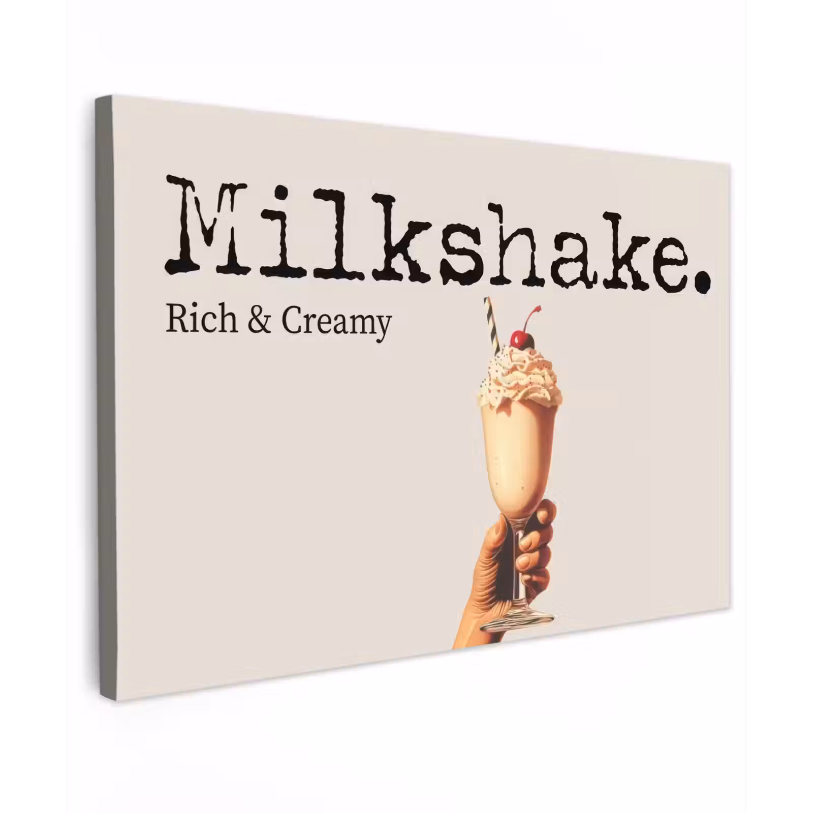 Canvas schilderij - Milkshake - Kers - Rietje — 1
