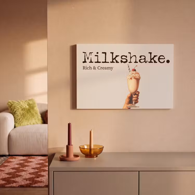 Canvas schilderij - Milkshake - Kers - Rietje — 2
