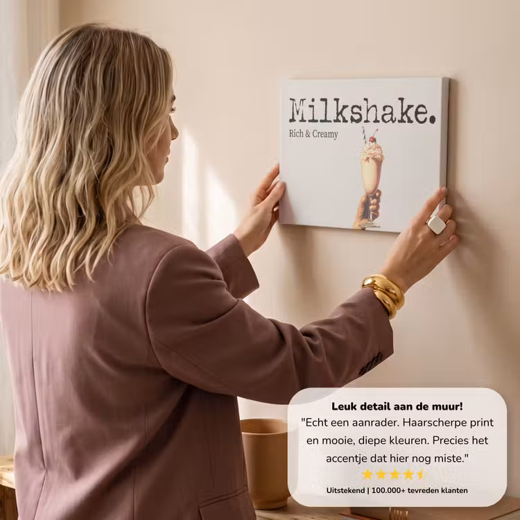 Canvas schilderij - Milkshake - Kers - Rietje — 3