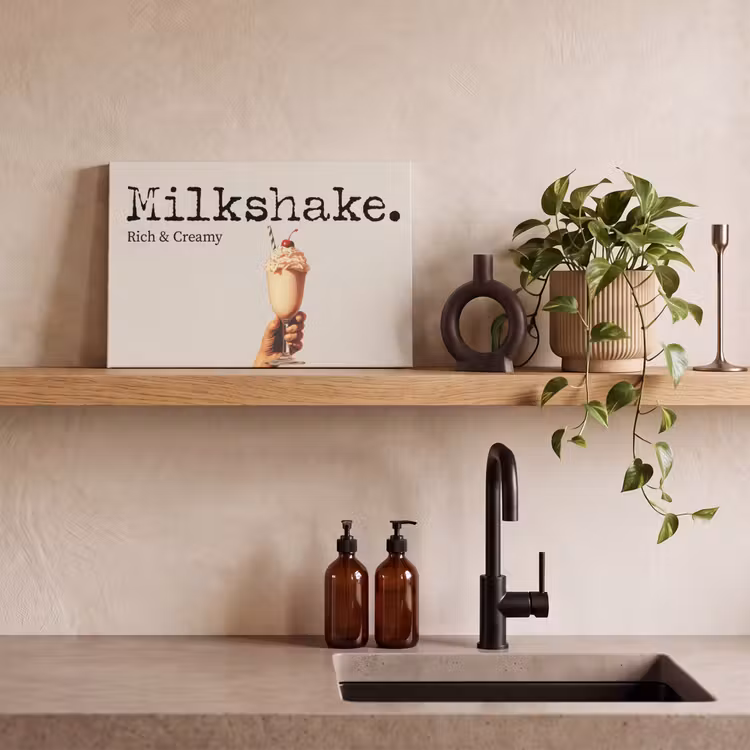 Canvas schilderij - Milkshake - Kers - Rietje — 4