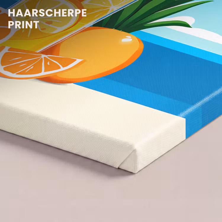 Canvas schilderij - Sinaasappels - Ijsblokjes - Zee - Illustratie — 5