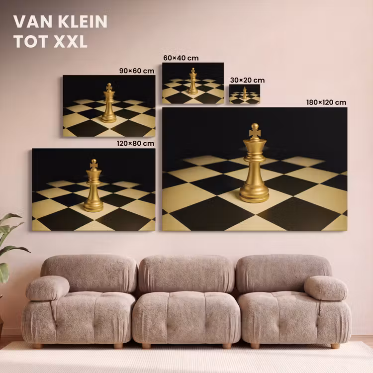 Canvas schilderij - Schaakstuk - Koning - Schaakbord - Geblokt — 8