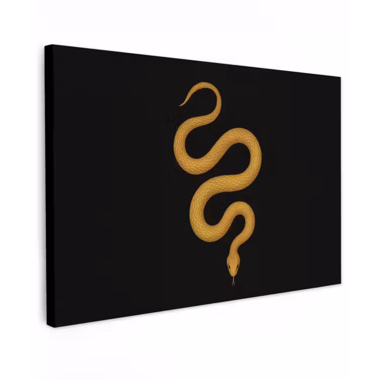Canvas schilderij - Slang - Minimalistisch - Goud — 1