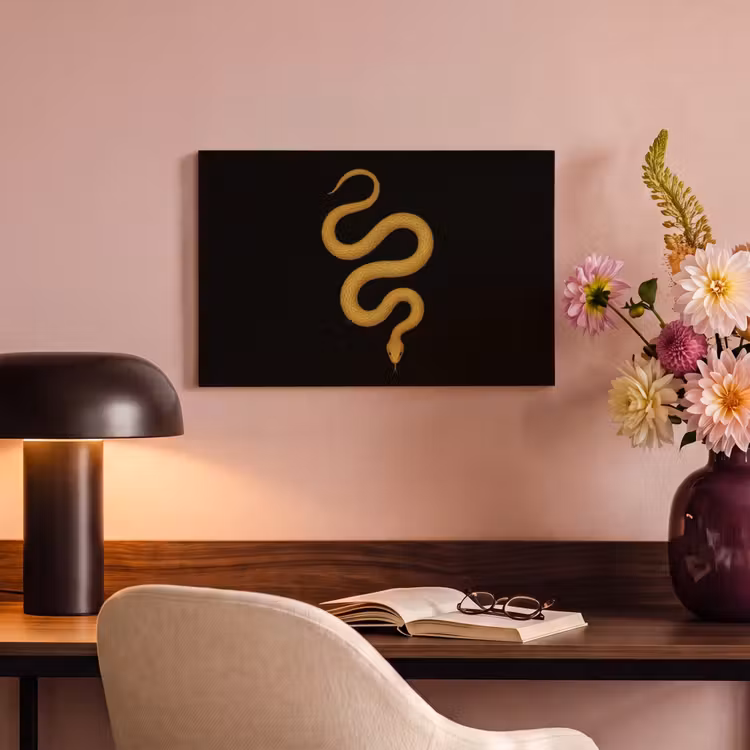 Canvas schilderij - Slang - Minimalistisch - Goud — 6