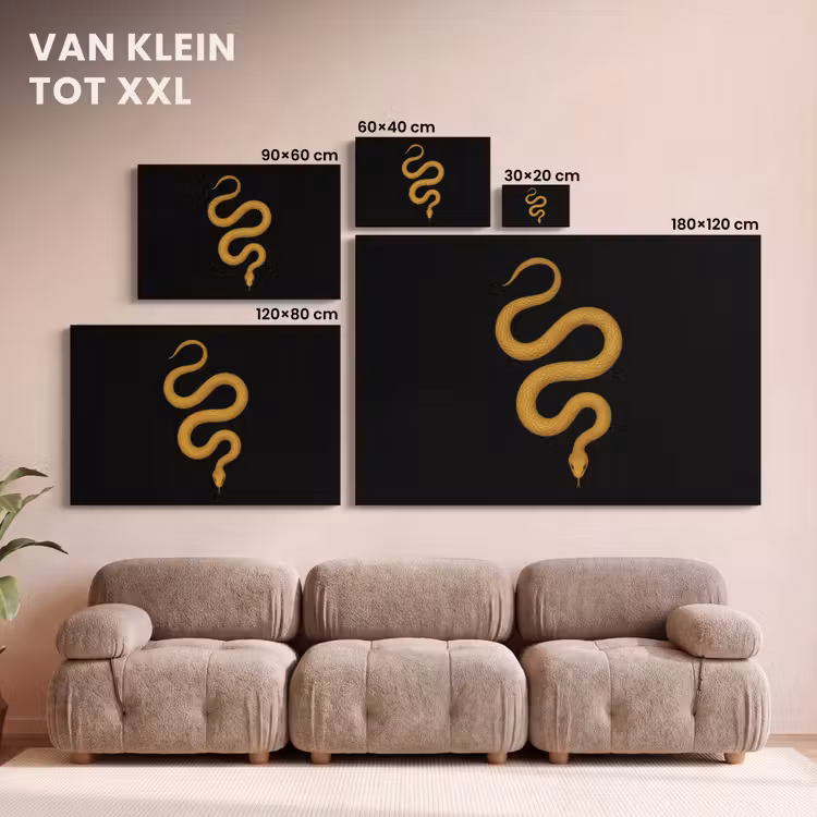 Canvas schilderij - Slang - Minimalistisch - Goud — 8