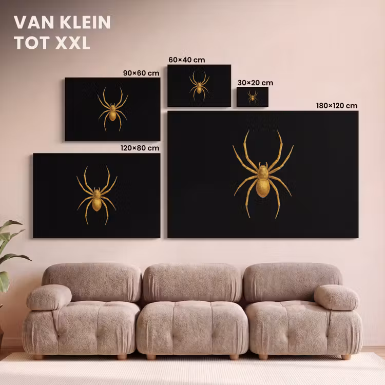 Canvas schilderij - Spin - Goud - Minimalistisch - Poten — 8