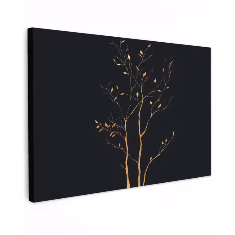 Canvas schilderij - Takken - Blaadjes - Zwart — 1
