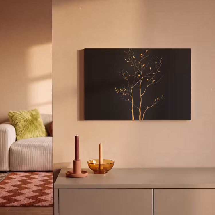 Canvas schilderij - Takken - Blaadjes - Zwart — 2