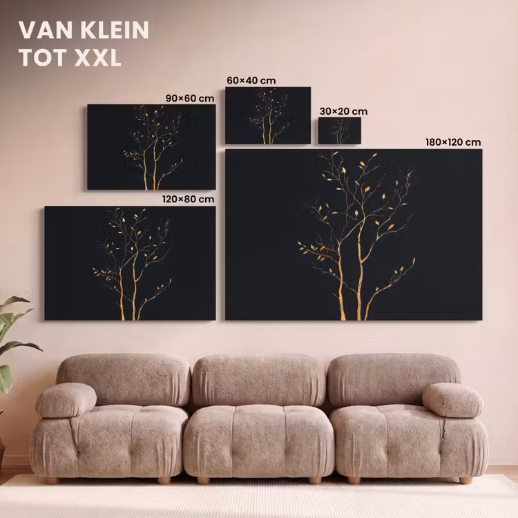 Canvas schilderij - Takken - Blaadjes - Zwart — 8