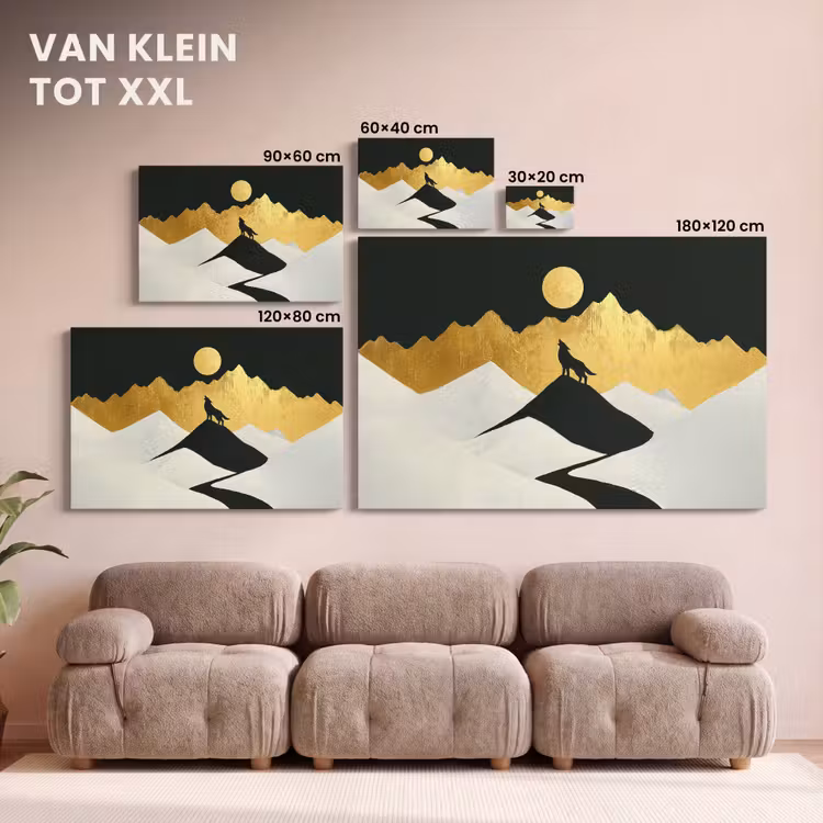 Canvas schilderij - Wolf - Bergen - Maan - Zwart — 8