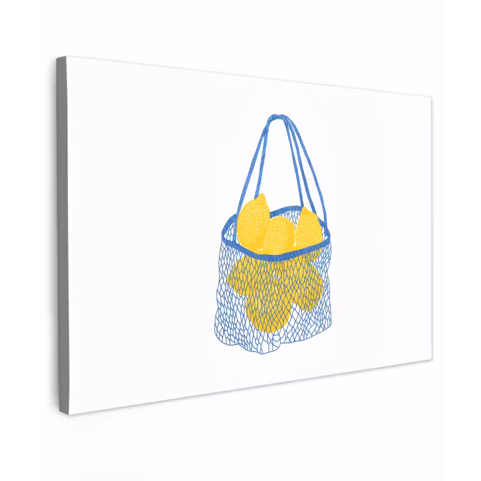 Canvas schilderij - Tas - Blauw - Citroenen - Illustratie — 1