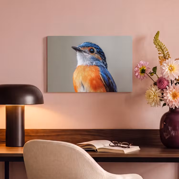 Canvas schilderij - Kleurrijk - Vogeltje - Veren - Blauw — 6
