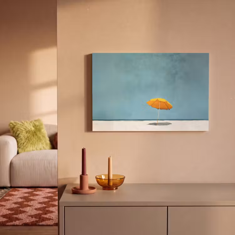 Canvas schilderij - Parasol - Geel - Strand - Zee — 2