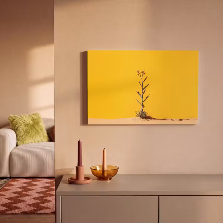 Canvas schilderij - Zand - Plant - Geel - Minimalitisch — 2