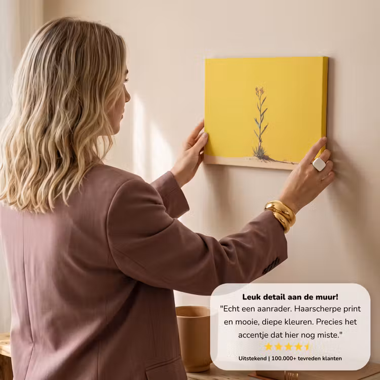Canvas schilderij - Zand - Plant - Geel - Minimalitisch — 3