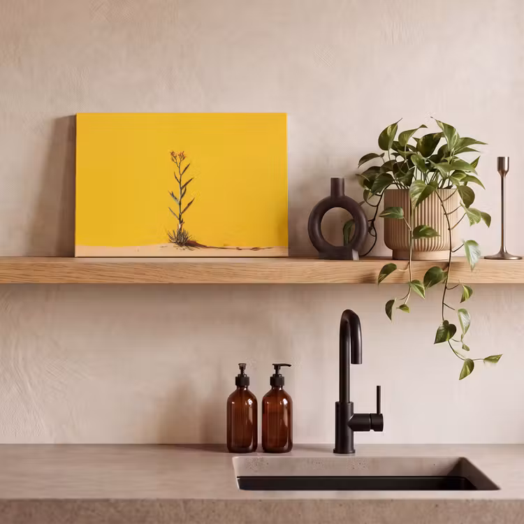 Canvas schilderij - Zand - Plant - Geel - Minimalitisch — 4