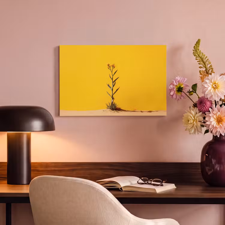 Canvas schilderij - Zand - Plant - Geel - Minimalitisch — 6