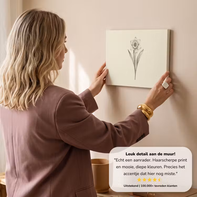Canvas schilderij - Zwart - Narcis - Illustratie — 3