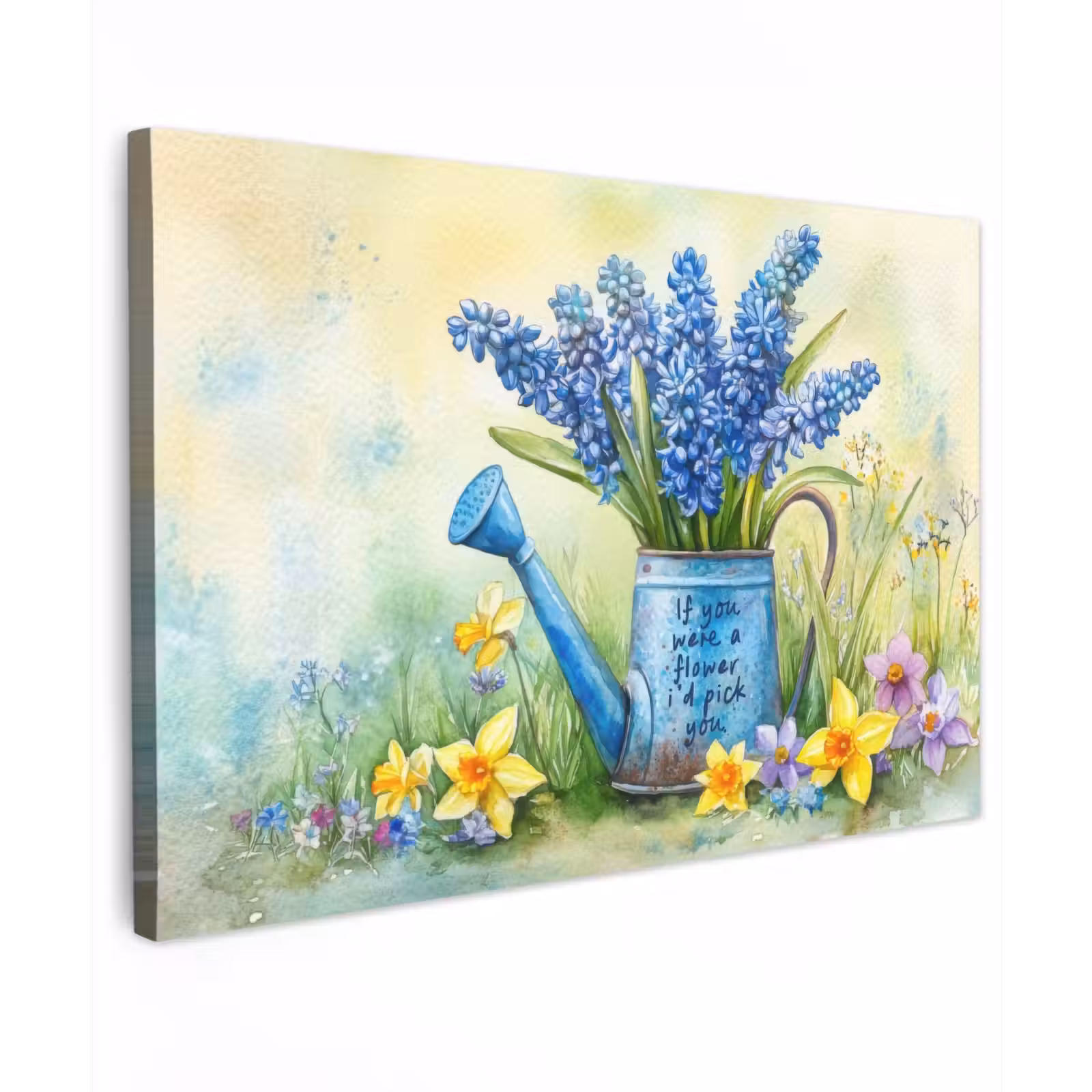 Canvas schilderij - Lavendelbloemen - Quote - Gieter — 1