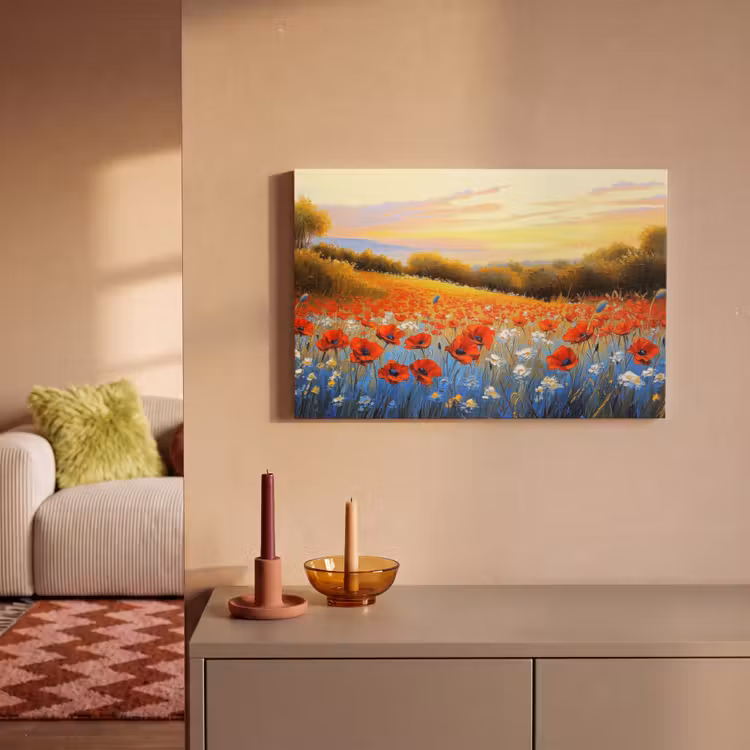 Canvas schilderij - Klaproos - Bloemenveld - Kleurrijk — 2