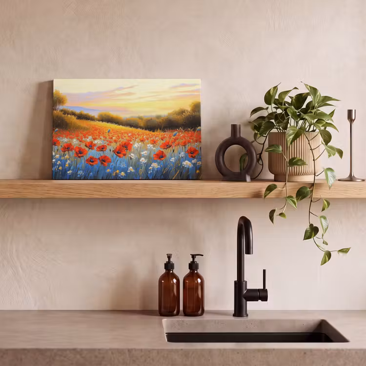 Canvas schilderij - Klaproos - Bloemenveld - Kleurrijk — 4