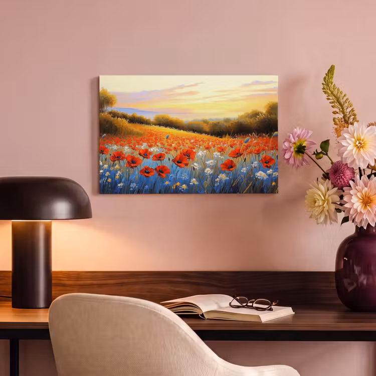 Canvas schilderij - Klaproos - Bloemenveld - Kleurrijk — 6