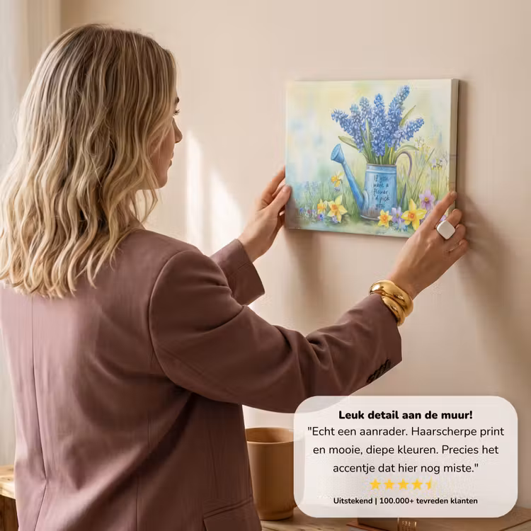 Canvas schilderij - Lavendelbloemen - Quote - Gieter — 3