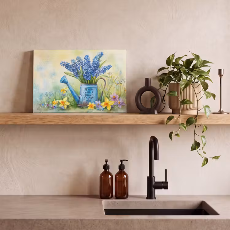Canvas schilderij - Lavendelbloemen - Quote - Gieter — 4