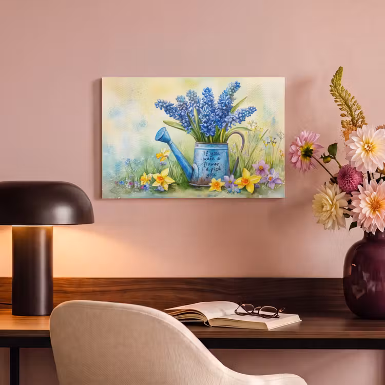Canvas schilderij - Lavendelbloemen - Quote - Gieter — 6