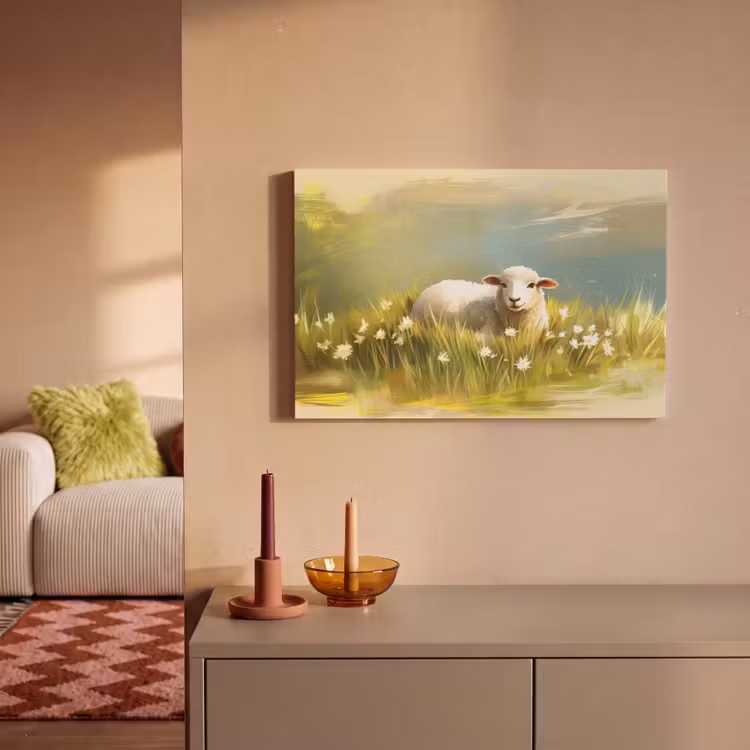 Canvas schilderij - Schaap - Weide - Groen — 2