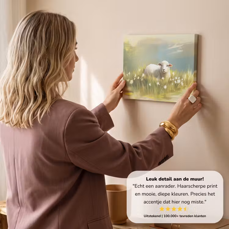Canvas schilderij - Schaap - Weide - Groen — 3