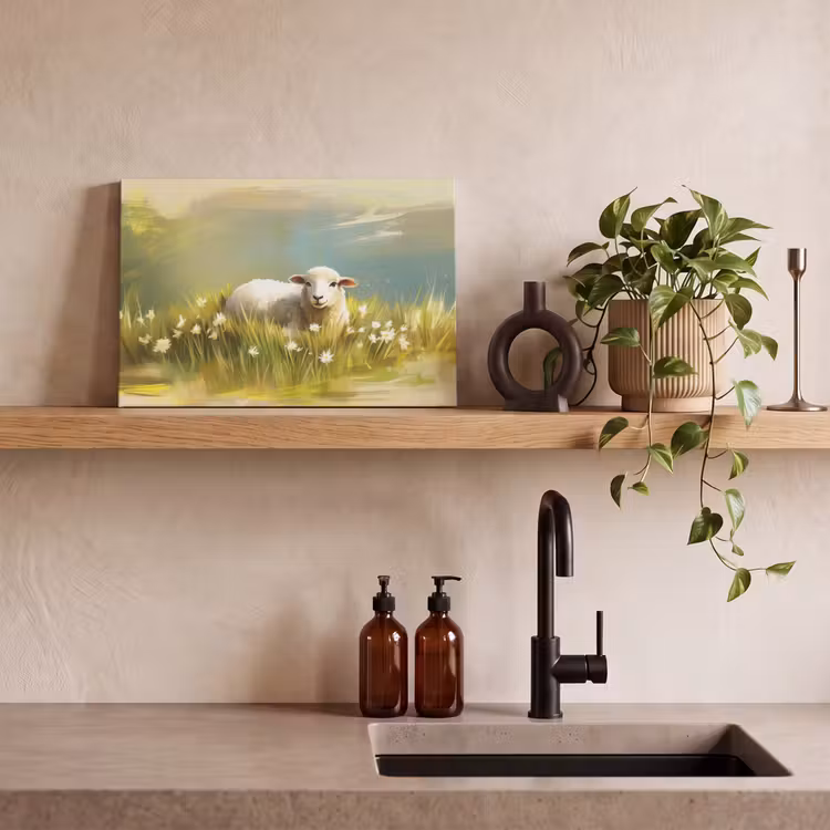 Canvas schilderij - Schaap - Weide - Groen — 4