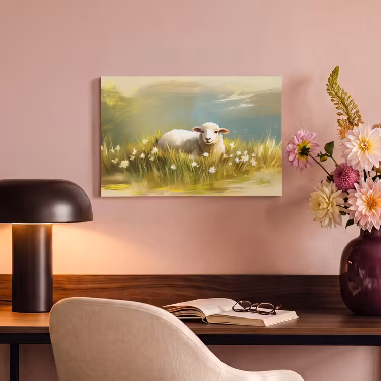 Canvas schilderij - Schaap - Weide - Groen — 6