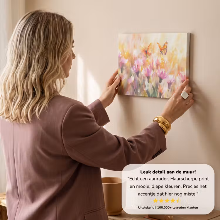 Canvas schilderij - Vlinders - Oranje - Bloemen — 3
