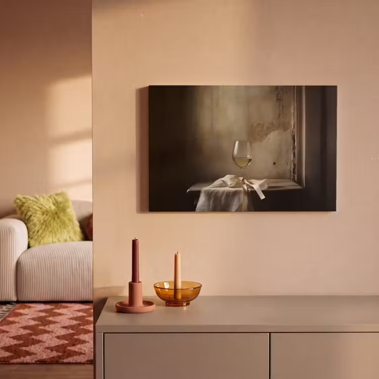 Canvas schilderij - Strik - Beige - Witte - Wijn — 2
